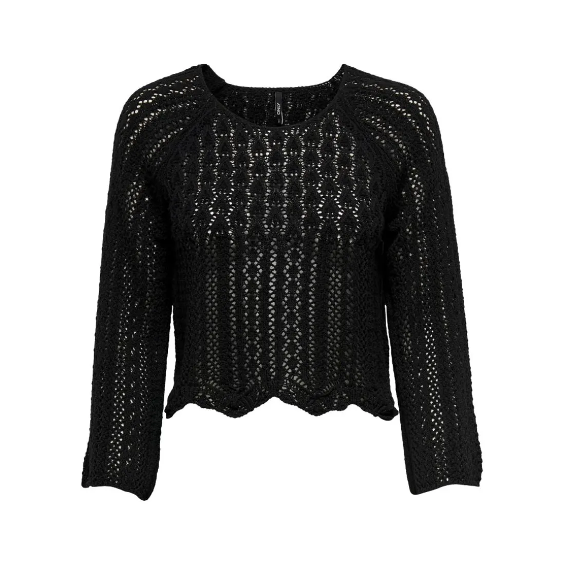 Pull en maille col rond col rond noir Luna