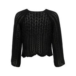 Pull en maille col rond col rond noir Luna
