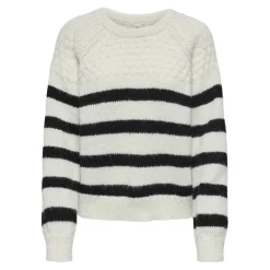 Pull en maille col rond col rond blanc Nora