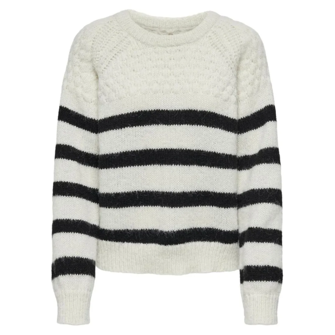 Pull en maille col rond col rond blanc Nora