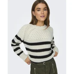 Pull en maille col rond col rond blanc Nora