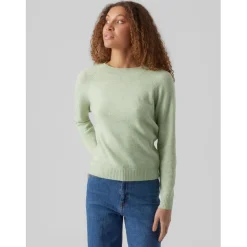 Pull en maille Col rond Manches longues vert Zoe