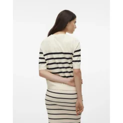 Pull en maille col rond manches courtes gris Nina