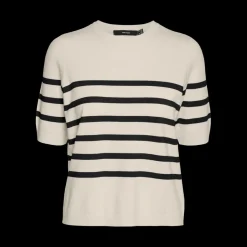 Pull en maille col rond manches courtes gris Nina