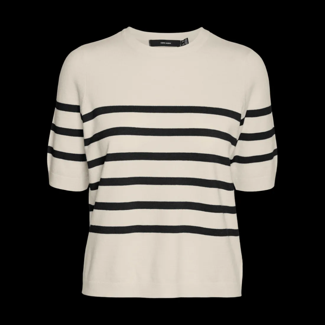 Pull en maille col rond manches courtes gris Nina