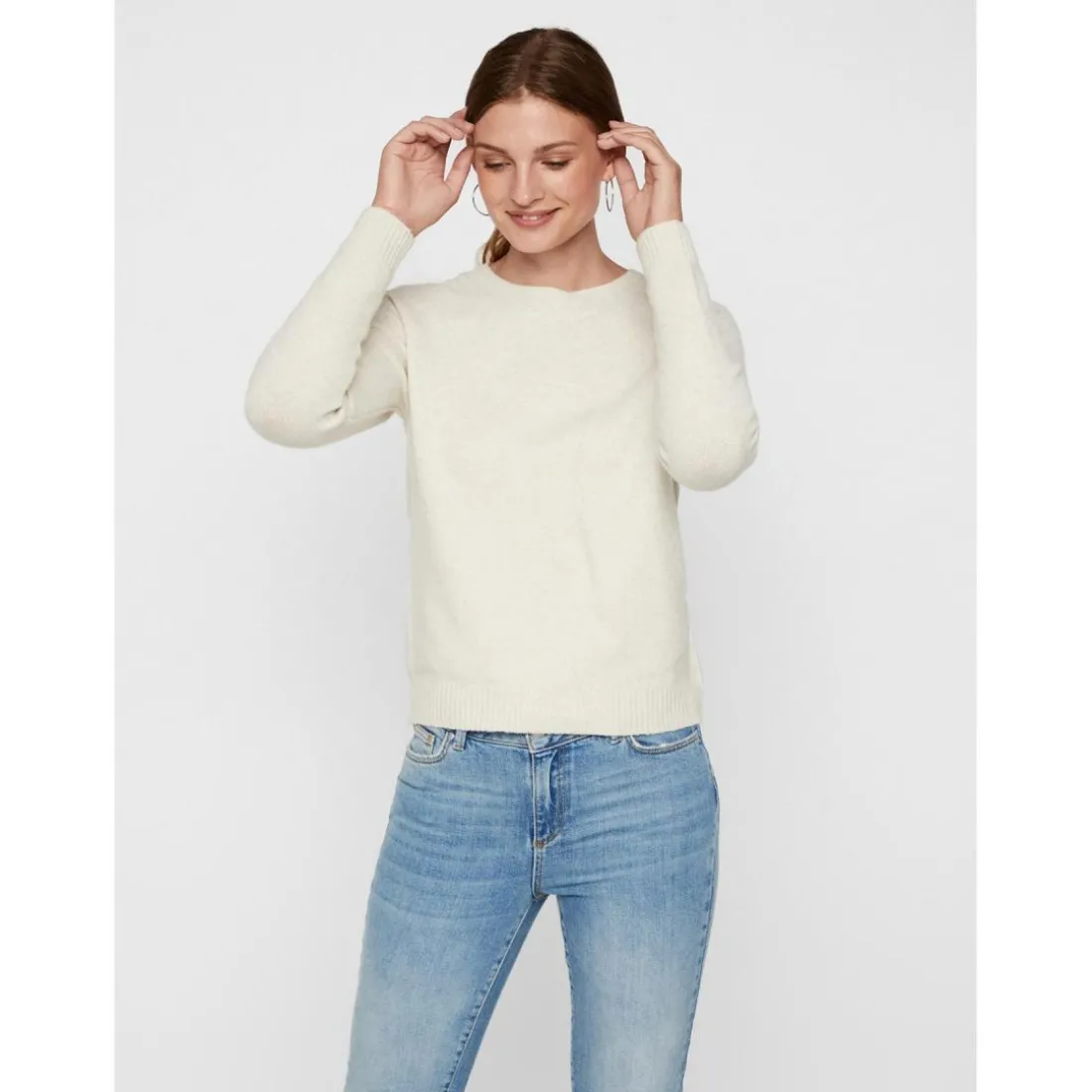 Pull en maille Col rond Manches longues gris Eve