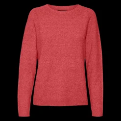 Pull en maille col rond manches classiques manches longues rose Yara