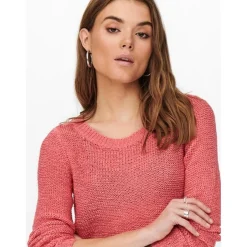 Pull en maille Col rond Manches longues rose Lou