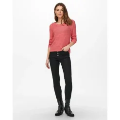 Pull en maille Col rond Manches longues rose Lou