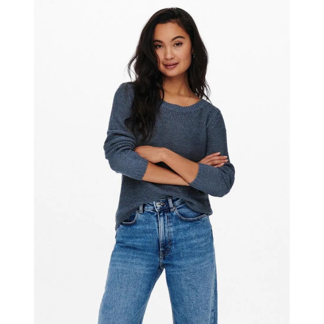 Pull en maille Col rond Manches longues bleu Hope