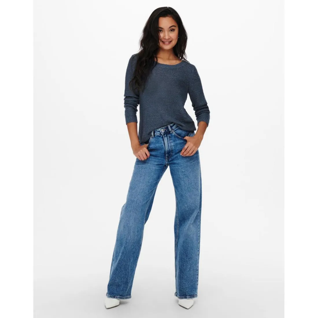 Pull en maille Col rond Manches longues bleu Hope