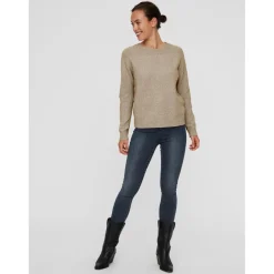 Pull en maille Col rond Manches longues marron Sue