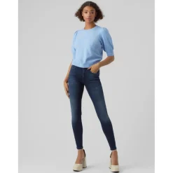 Pull en maille Col rond Manches 2/4 bleu