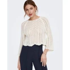 Pull en maille Col rond Manches 3/4 blanc