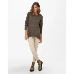 Pull en maille Col rond Manches longues marron Gigi