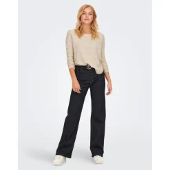 Pull en maille Col rond Manches longues beige Fern