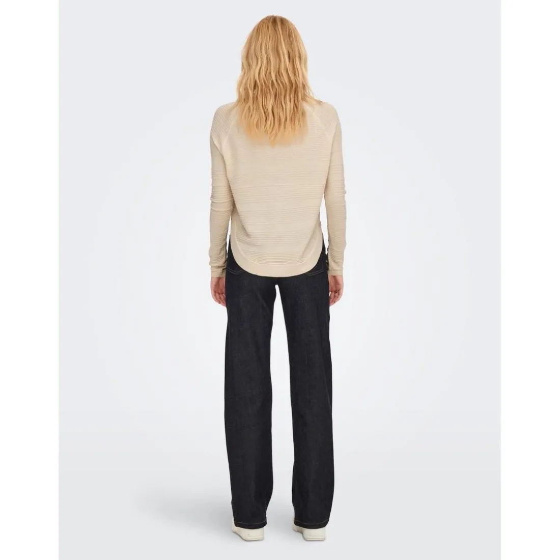Pull en maille Col rond Manches longues beige Fern