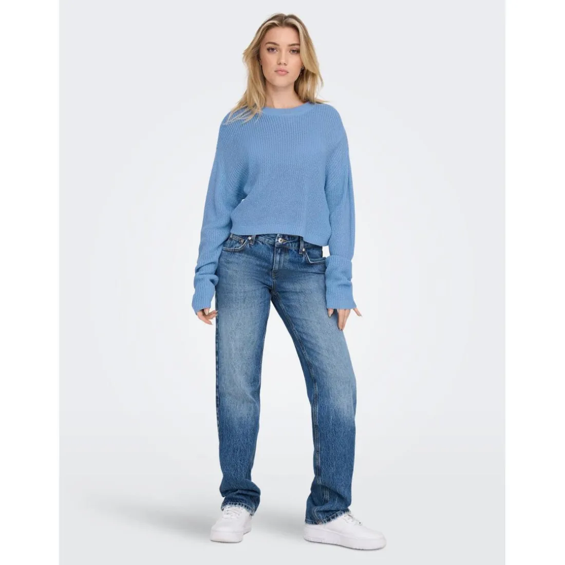 Pull en maille Col rond Manches longues bleu Elise