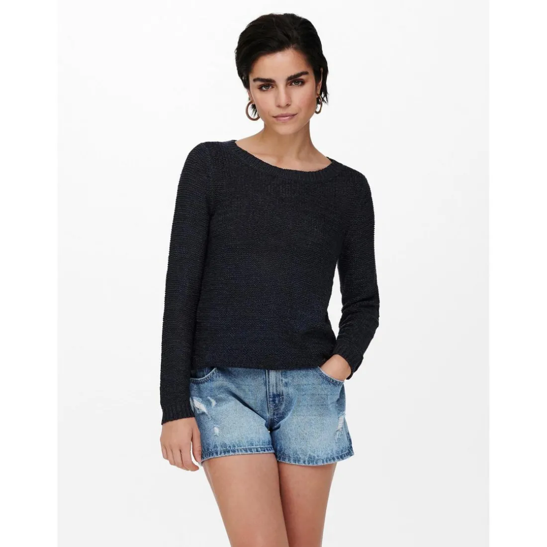 Pull en maille Col rond Manches longues bleu Hazel