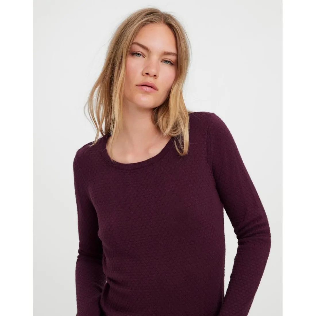 Pull en maille Col rond Manches longues violet Cate