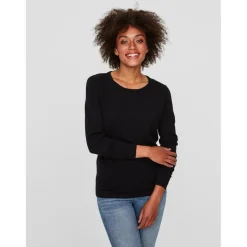 Pull en maille Col rond Manches longues noir Luna