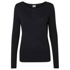 Pull en maille Col rond Manches longues noir Luna