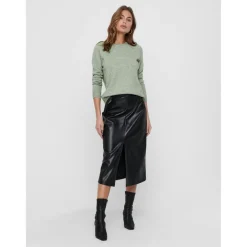 Pull en maille Col rond Manches longues bleu vert