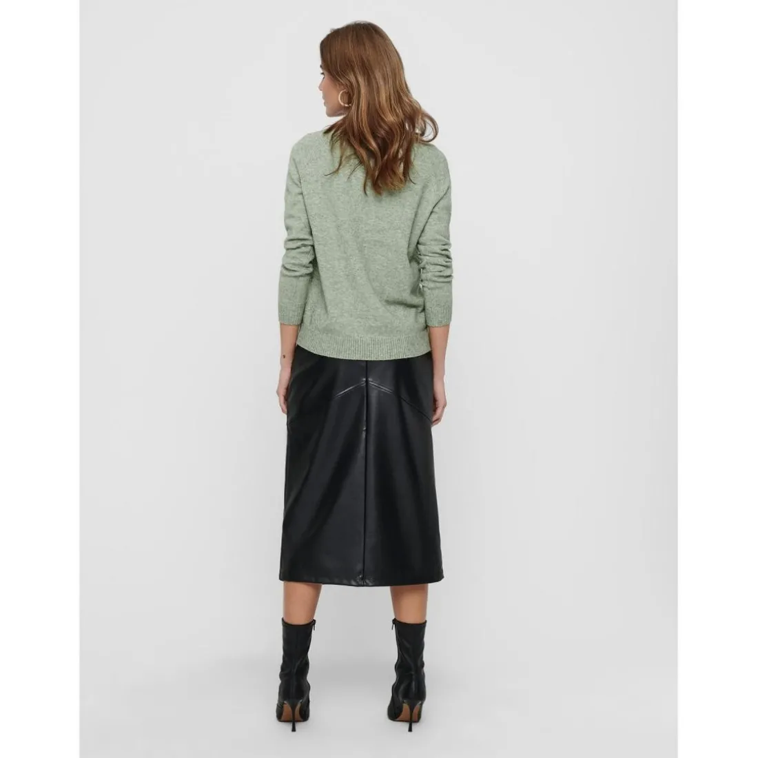 Pull en maille Col rond Manches longues bleu vert