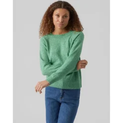 Pull en maille Col rond Manches longues vert Nora
