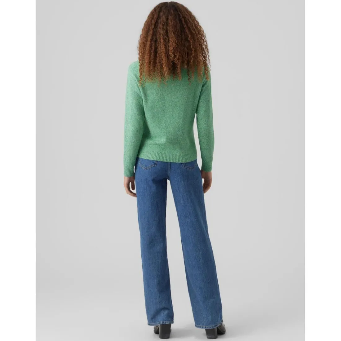 Pull en maille Col rond Manches longues vert Nora