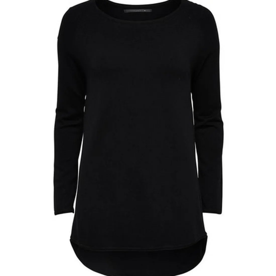 Pull en maille Col rond Manches longues Long noir