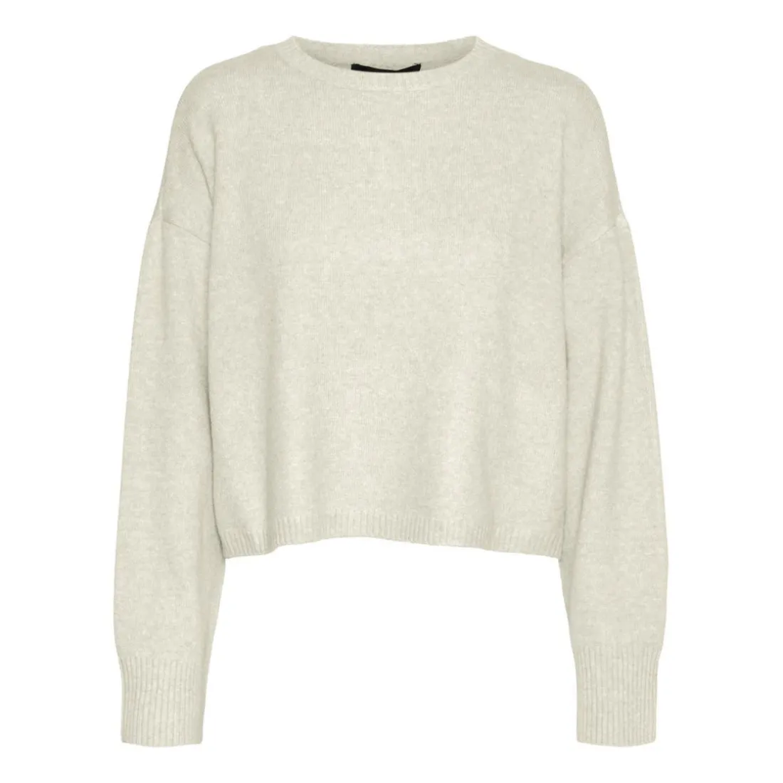 Pull en maille Col rond Manches longues Court gris