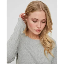 Pull en maille Col rond Manches longues gris Dina