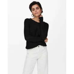 Pull en maille Col rond Manches longues noir Ivy