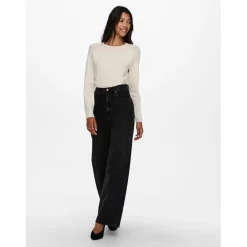 Pull en maille Col rond Manches longues Poignets côtelés gris Maia