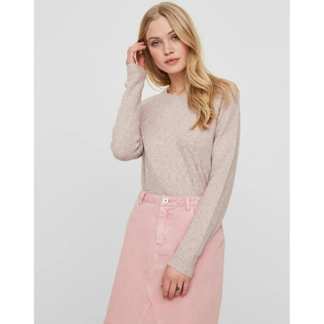 Pull en maille Col rond Manches longues violet Nola