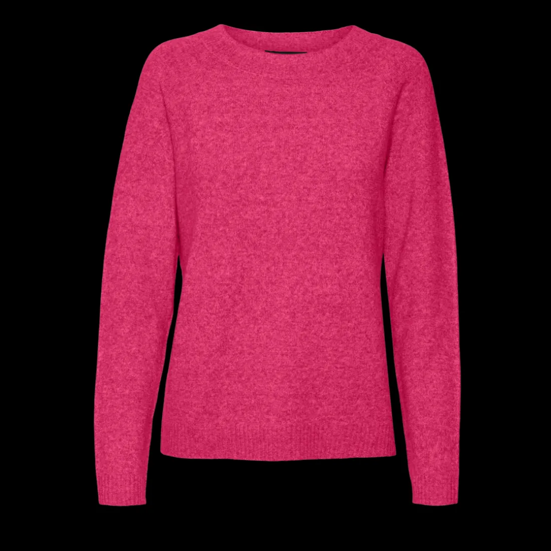 Pull en maille col rond rose foncé
