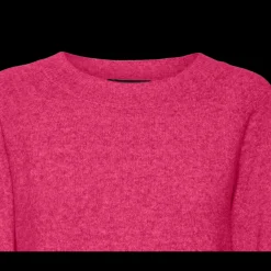 Pull en maille col rond rose foncé