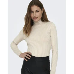 Pull en maille col roulé col roulé gris clair Juno