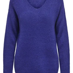 Pull en maille col V Camilla bleu Léa Jade