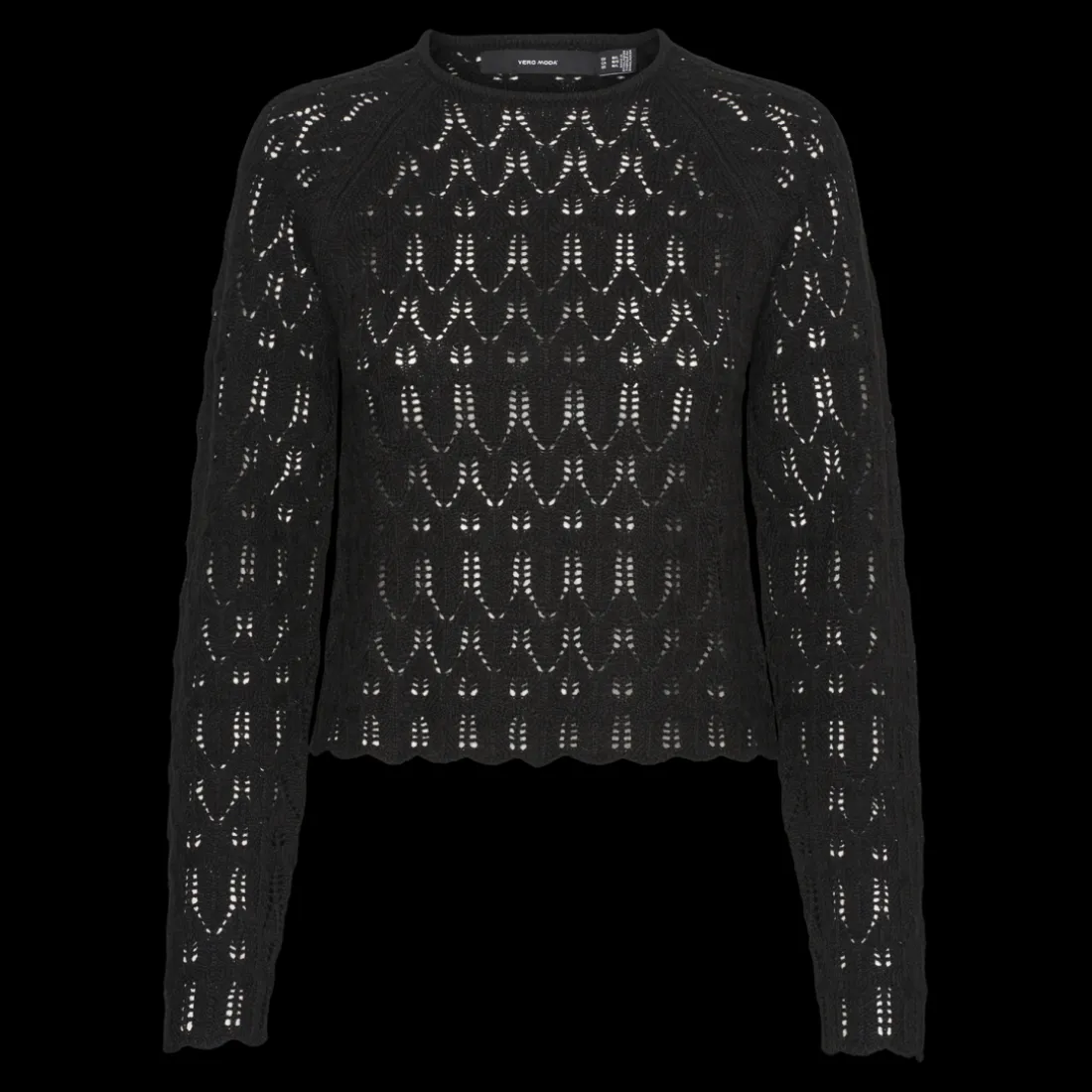 Pull en maille court col rond manches longues noir Maud