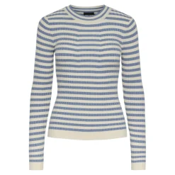 Pull en maille Crista à rayures bleu clair en viscose Ula