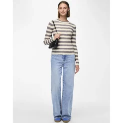 Pull en maille Crista à rayures gris en viscose Lou