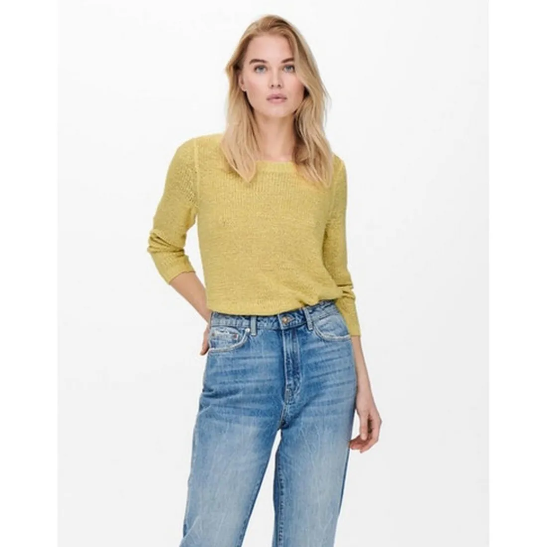Pull en maille jaune