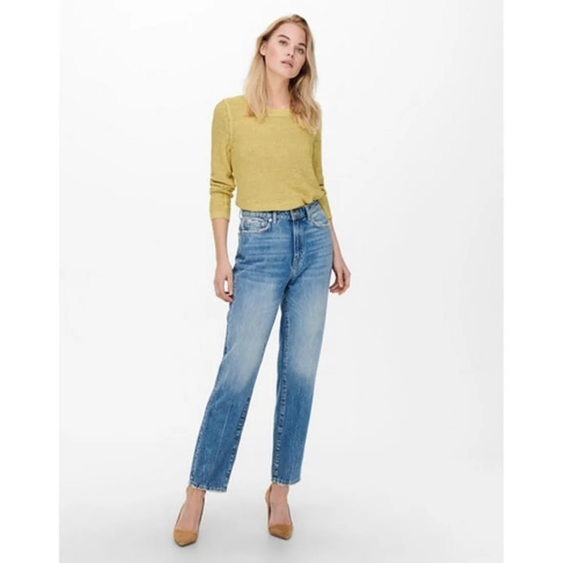 Pull en maille jaune