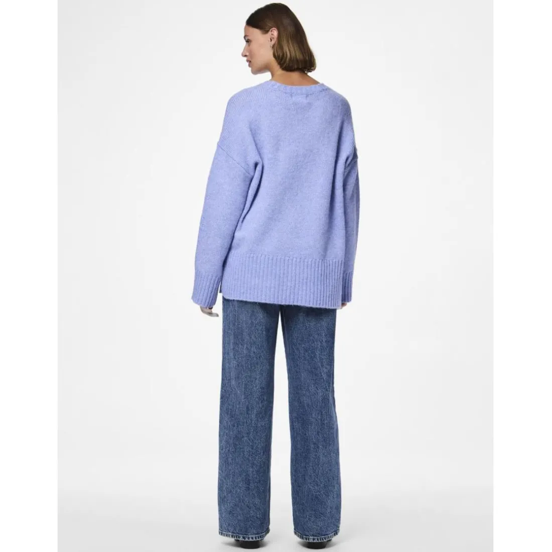 Pull en maille manches longues bleu Leah