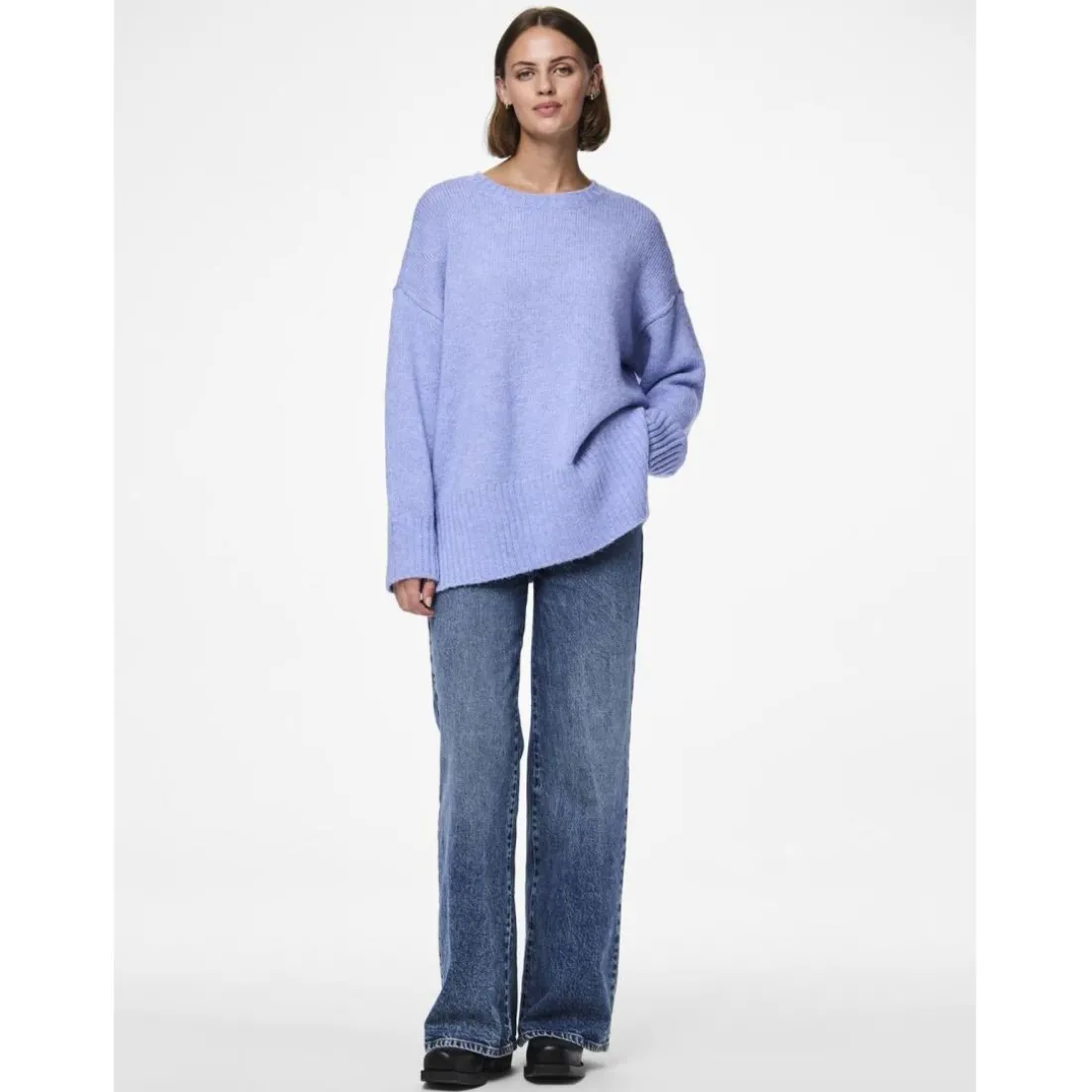 Pull en maille manches longues bleu Leah