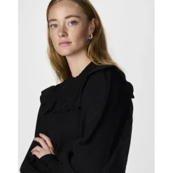Pull en maille manches longues en viscose noir Sam