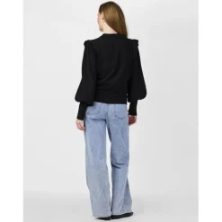 Pull en maille manches longues en viscose noir Sam