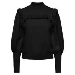 Pull en maille manches longues en viscose noir Sam